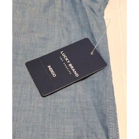 Lucky Brand Men Button Down Shirt Blue Denim Long Sleeve Size XL MSRP $69.50 - Picture 4 of 11